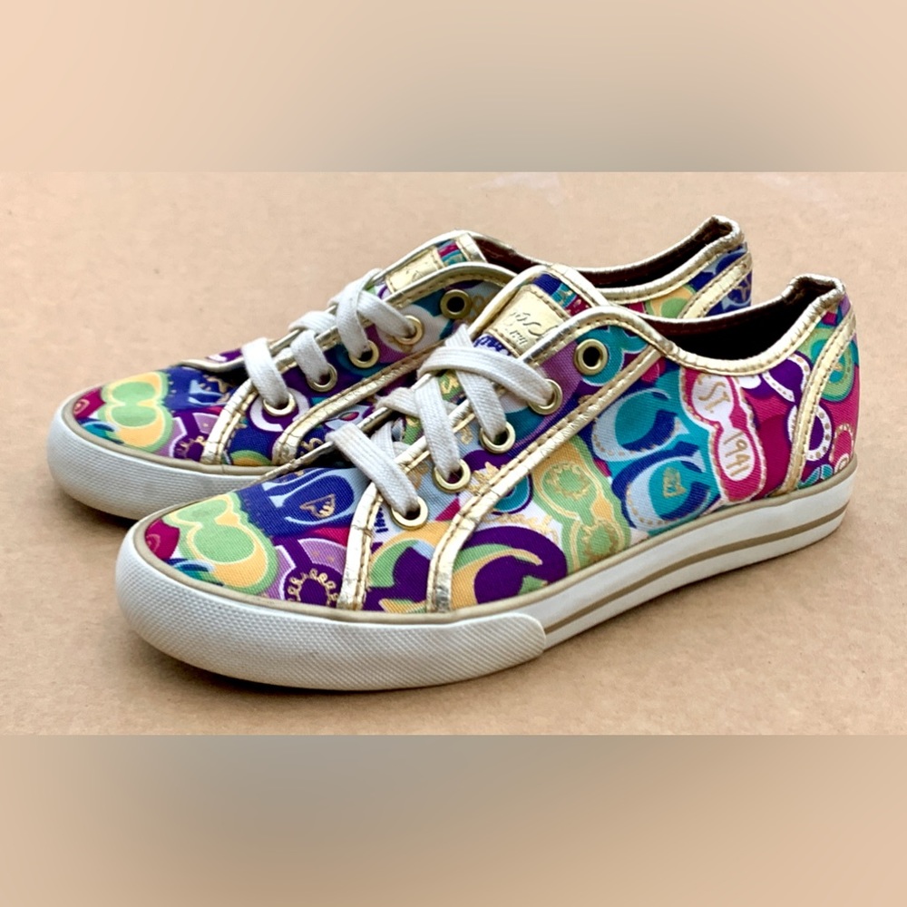 Women's 5.5 B Multi Colored Canvas COACH DEE 1941 Sneakers - Picture 5 of 16